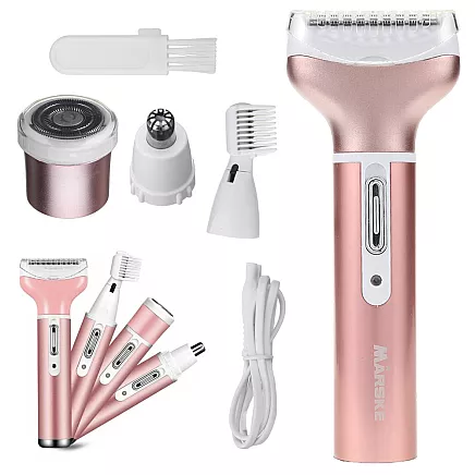 Depilator womens body shaver legs trimmer 4in1 interchangeable tips usb
