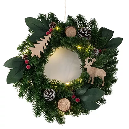 LED Ziemassvētku Adventes vainags durvju galda rotājums 20cm