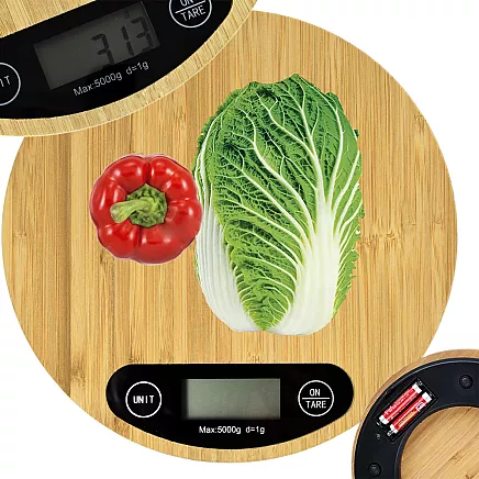 Electronic electronic bambus kitchen weights lcd household flat tape up to 5kg