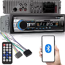 Car radio bluetooth usb aux sd 1-din microphone + pilot 4 x 60w