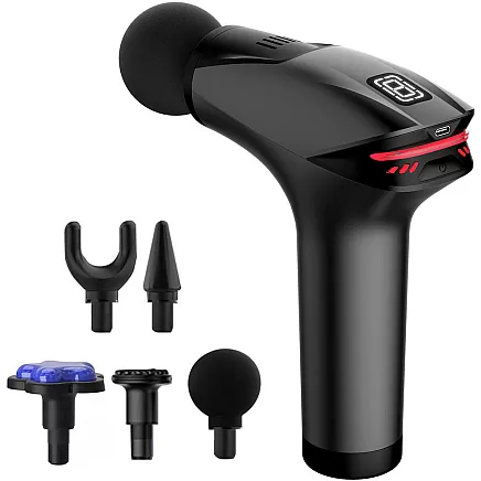 Jaudīga masāžas pistole ķermenim un muskuļiem ar 5 uzgaļiem