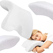 Ortopēdiskais spilvens ar padziļinājumu miegam balts