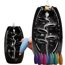Aromātiskais kamīns ūdenskritums vīrakam + 10 konusi, melns