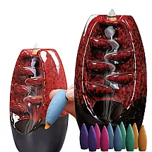 Keramikas aromas kamīns ūdenskritums + 10 vīraka konusi, sarkans
