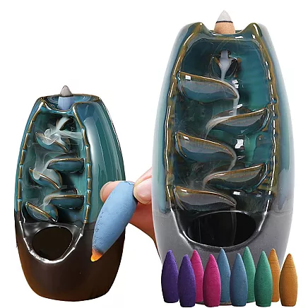 Keramiskais vīraka ūdenskrituma turētājs, 10 konusu, zils