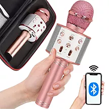 Wireless microphone bluetooth karaoke speaker round with case various modes