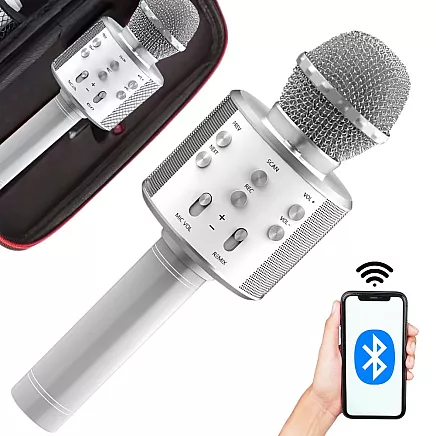 Wireless microphone bluetooth karaoke speaker round with case various modes