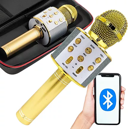 Bezvadu karaoke mikrofons ar Bluetooth skaļruni, atbalss efektu un maciņu