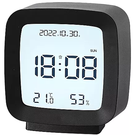 Alarm clock with date and temperature with snooze function lcd moisture in the air