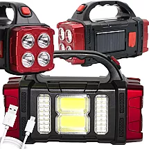 Solar torch portable rechargeable led cob powerbank floodlight