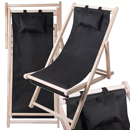 Wooden deckchair beach chairs folding garden cushion beach chair