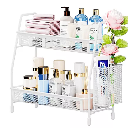 Kitchen shelf loft kitchen organiser two-storey stand with basket