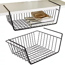 Hanging basket under shelf metal basket organiser kitchen basket white