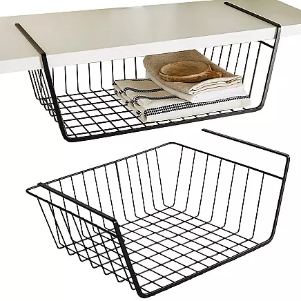 Hanging basket under shelf metal basket organiser kitchen basket white