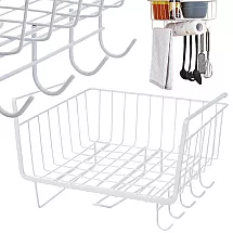Metal basket under cabinet top 5 hooks paper holder