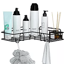 Loft stūra vannas istabas dušas plaukts, karājas āķis melns