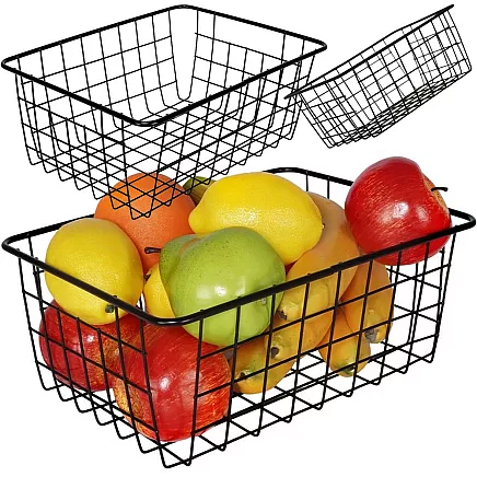 Loft metal wire organiser basket for kitchen fruit basket black large