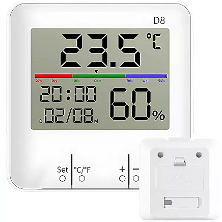 Thermometer weather station internal hygrometer clock battery lcd