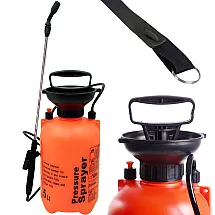 Rokas spiediena dārza smidzinātājs ar garu lance, 5L, siksna, oranžs