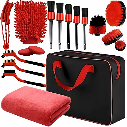 CAR DETAILING KIT BRUSHES PADS ORGANISER BAG