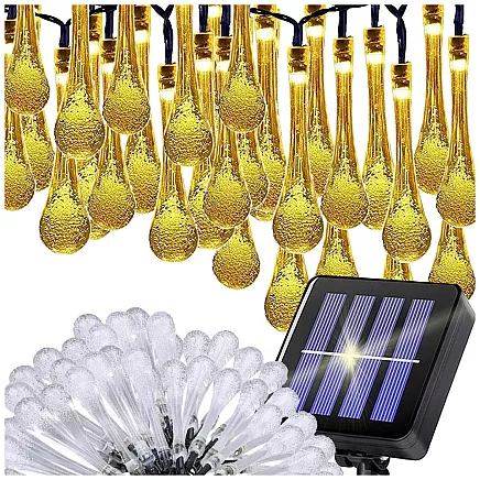Solar lights garden icicle garland terrace balcony 50 led
