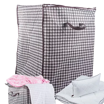 Auduma organizators drēbēm 180L, salokāma uzglabāšanas kaste gultasveļai, melnbalts