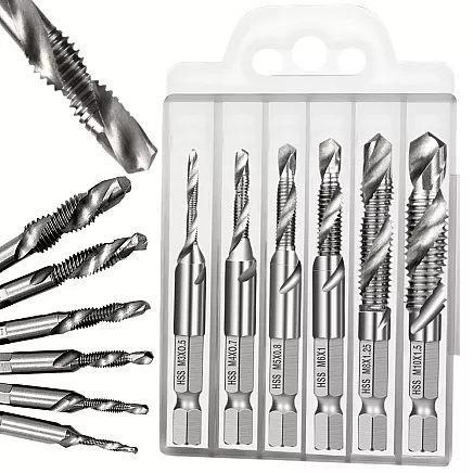M3-10m hex tapping drill bits hss tapping set 6 pcs