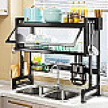 Trauku žāvētājs virs izlietnes 85 cm virtuves organizators, melns