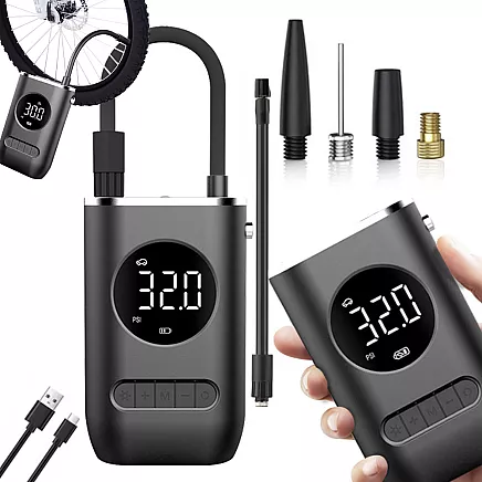 Akumulatora gaisa kompresors auto, velo riepām 10 bar ar LCD