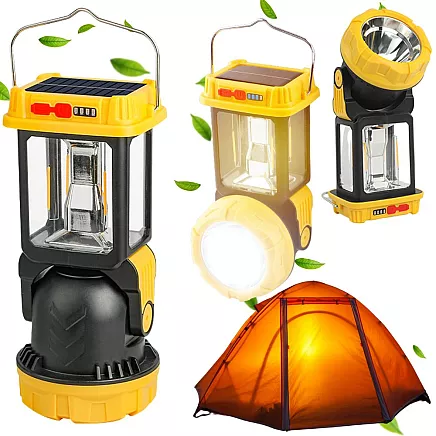 Solar led camping lamp with hanging bracket for camping 5 modes