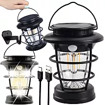 Saules LED kempinga laterna dārzam ar USB un kustības sensoru