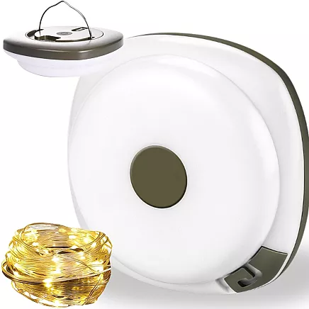 Uzlādējama LED kempinga lampa ar 8m gaismas virteni uz spoles