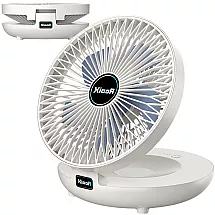 Bezvadu salokāms galda ventilators ar klipsi, stiprināms pie sienas