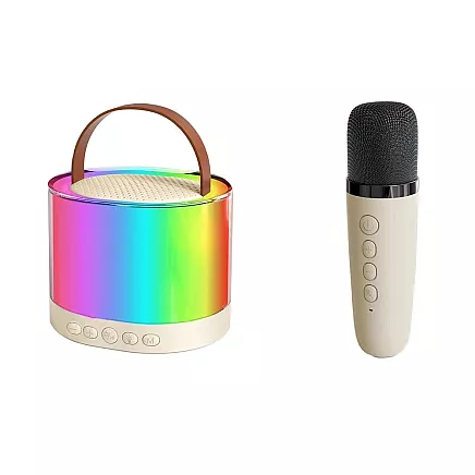 Karaoke set 2x wireless microphone portable bluetooth speaker rgb