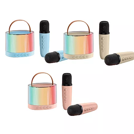 Karaoke set 2x wireless microphone portable bluetooth speaker rgb