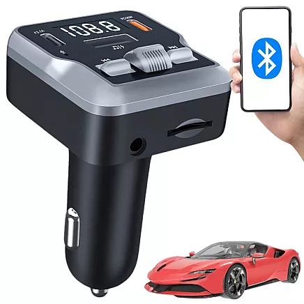 FM transmiteris ar brīvroku sistēmu, Bluetooth 5.3, USB-C un USB-A lādētājs