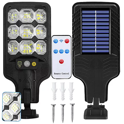 Outdoor solar led street lamp with motion and dusk sensor + remote control