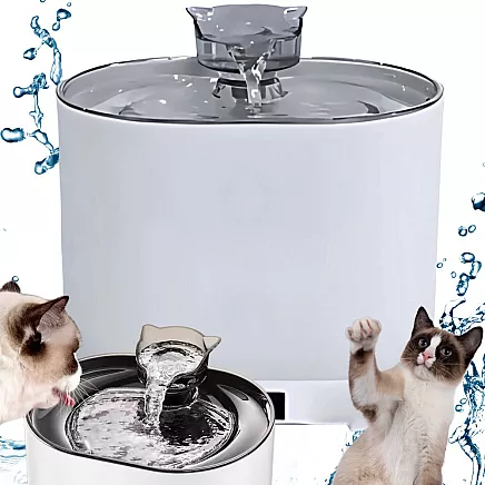 Automātiskā dzirdinātava kaķiem 2.2L ar kustības sensoru un filtru, balta