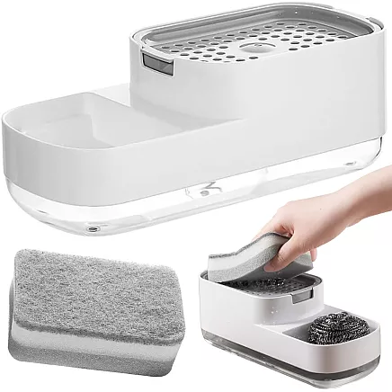 Dishwashing liquid dispenser for kitchen sink, sponge dispenser