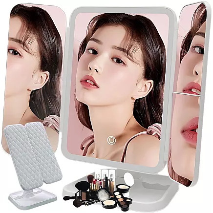 Make-up mirror led illuminated folding make-up mirror usb 3 colours