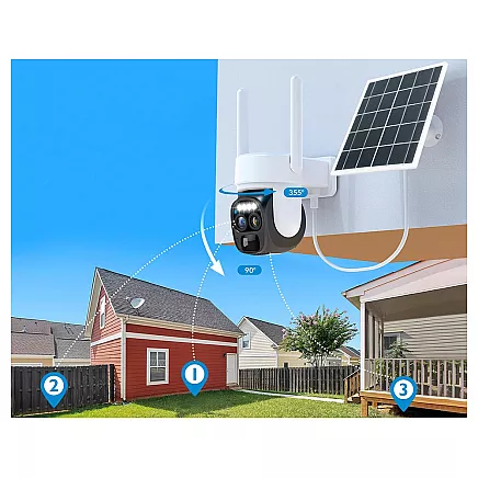 Solar camera wifi ip outdoor rotating camera wifi zoom motion detector ip66