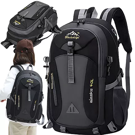 Backpack 40l black travel hiking trekking strong in the mountains durable