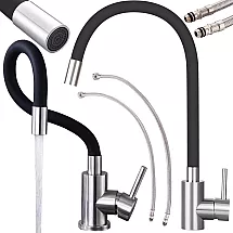 Flexible kitchen mixer tap with swivel spout 360 flexible