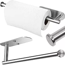 Kitchen paper towel holder adhesive metal silver loft