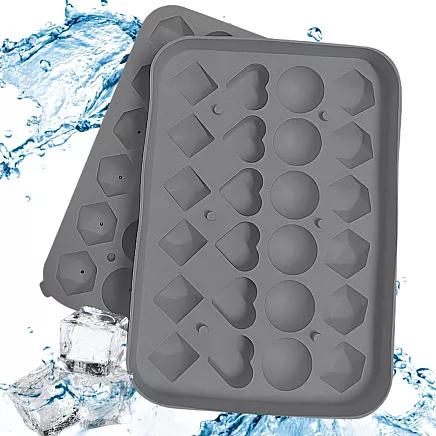 Silicone ice cube tray, 3D heart and diamond shapes, cube shapes for drinks