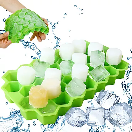 Silicone ice cube tray, 37 cubes, hexagon shape