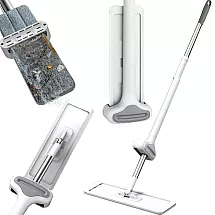 Salokāms plakanais mops ar nospiešanas mehānismu 125 cm, mikrošķiedras, balts