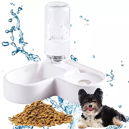 2in1 double food and water bowl with 500 ml reservoir for a dog cat