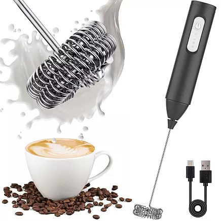 Manual coffee milk frother, mini electric mixer, 3 modes