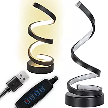 Spiral LED desk lamp, 3 light colours, USB brightness control